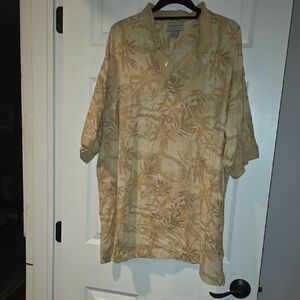 Tommy Bahama Men's Tan Leaf Print Shirt